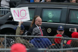 Ten-year-old Barron Trump looks out the window of the presidential limosine as he joins his parents U.S. President Donald J. Trump and first lady Melania Trump as they travel down Pennsylvania Avenue during the Inauguration Day Parade January 20, 2017 in Washington, D.C. (Photo by Chip Somodevilla/Getty Images)