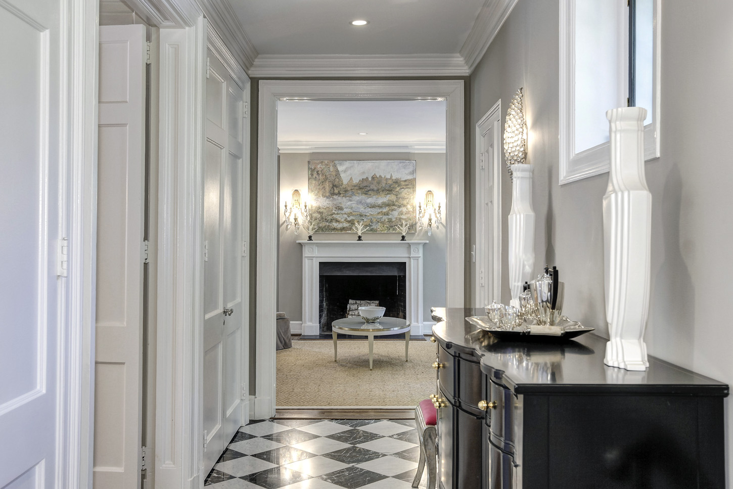 A view of the hallway and living room of the Obamas' new house, in the Kalorama area of Northwest D.C. (Courtesy McFadden Group)