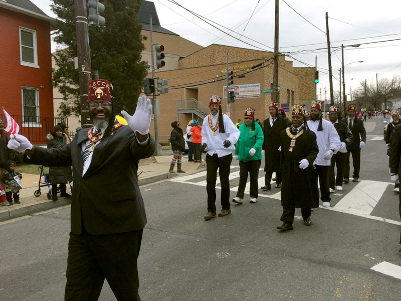 Members of Mecca Temple No. 10 march in the 11th annual Dr. Martin Luther King, Jr. Parade in Washington, D.C., on Monday, Jan. 16, 2017. (WTOP/Kristi King)