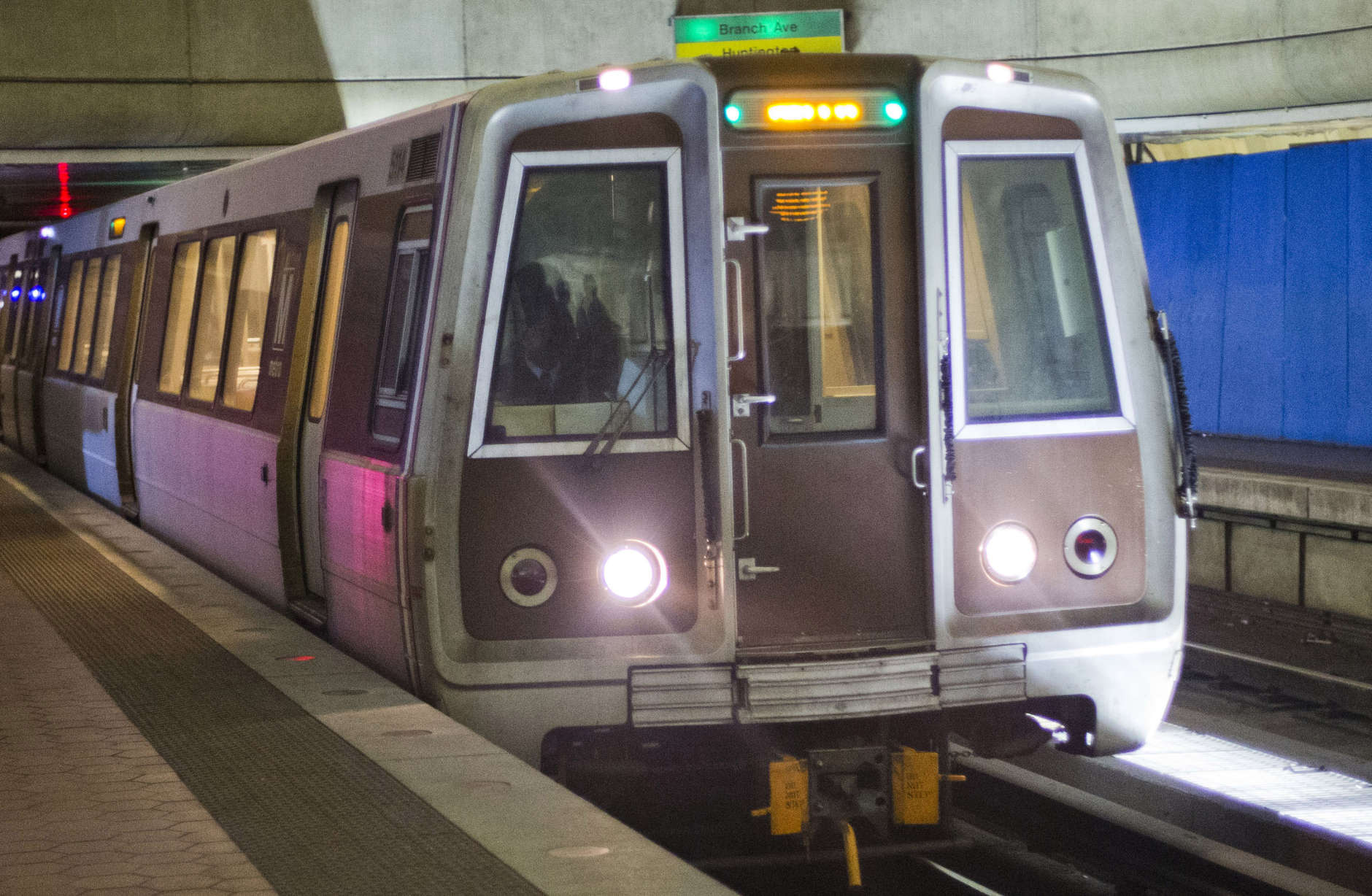 A subway train arrives at the L'Enfant Metro Station, which is part of the public mass transit network for Washington, Tuesday, Jan. 13, 2015. (AP Photo/Pablo Martinez Monsivais)