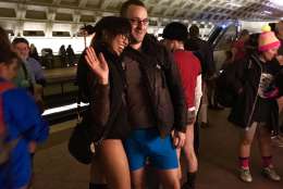 Participants of the No Pants Subway Ride DC didn't seem to mind the gawking as they took to the trains in their skivvies on Sunday, Jan. 8, 2017. (WTOP/Liz Anderson)