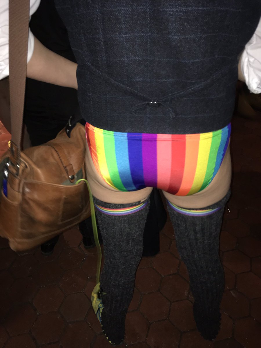 A Metro rider donned these bright bloomers on the yearly No Pants Subway Ride on Sunday, Jan. 8, 2017. (WTOP/Liz Anderson)