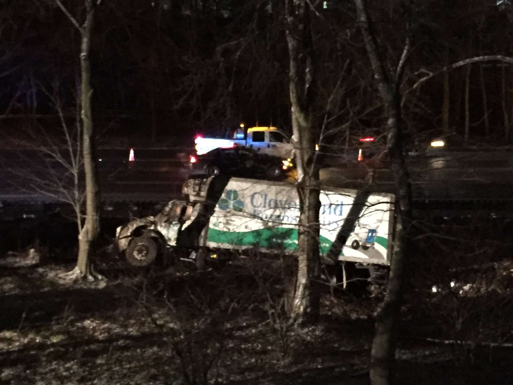 One of the two trucks that crashed on I-95 in Howard County early Friday. (WTOP/Dennis Foley)