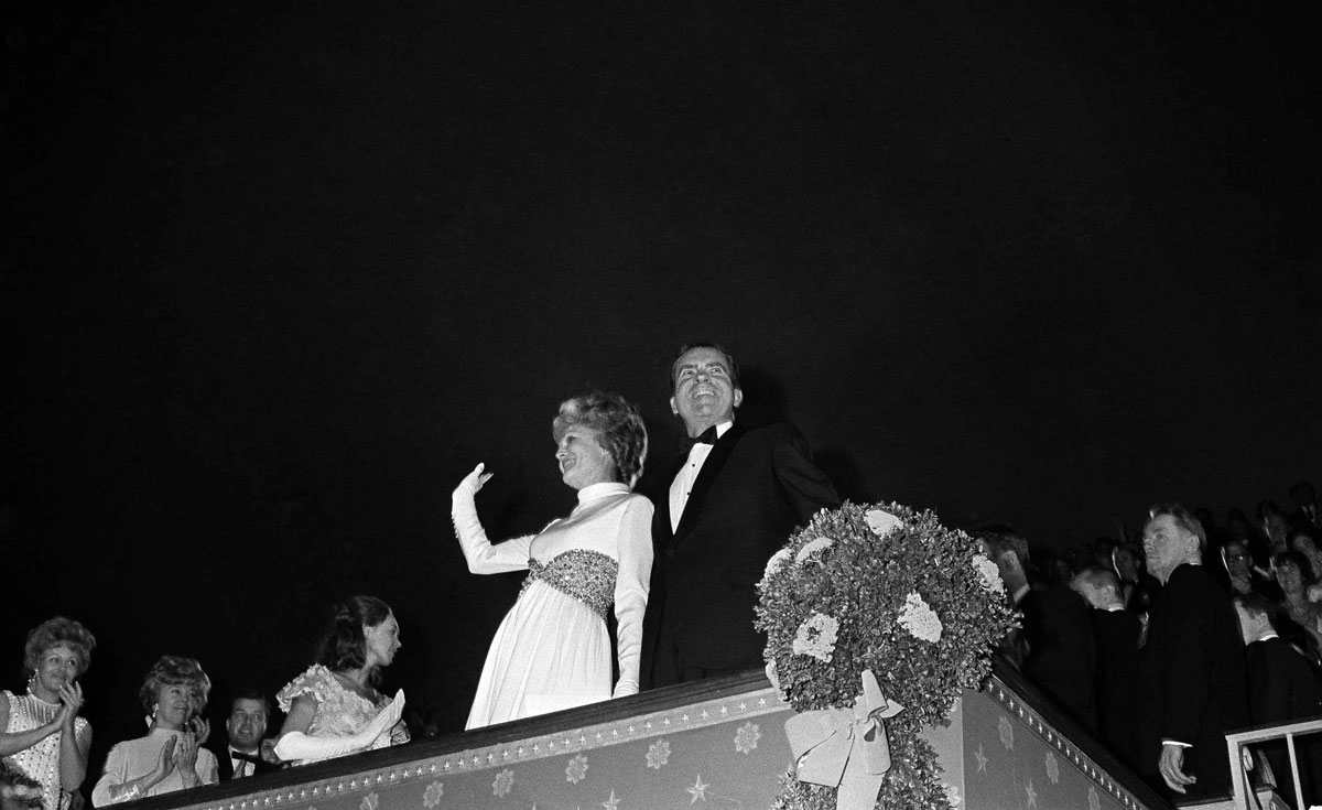 President Richard Nixon and first lady Pat addressing the inaugural ball in 1969. (AP)