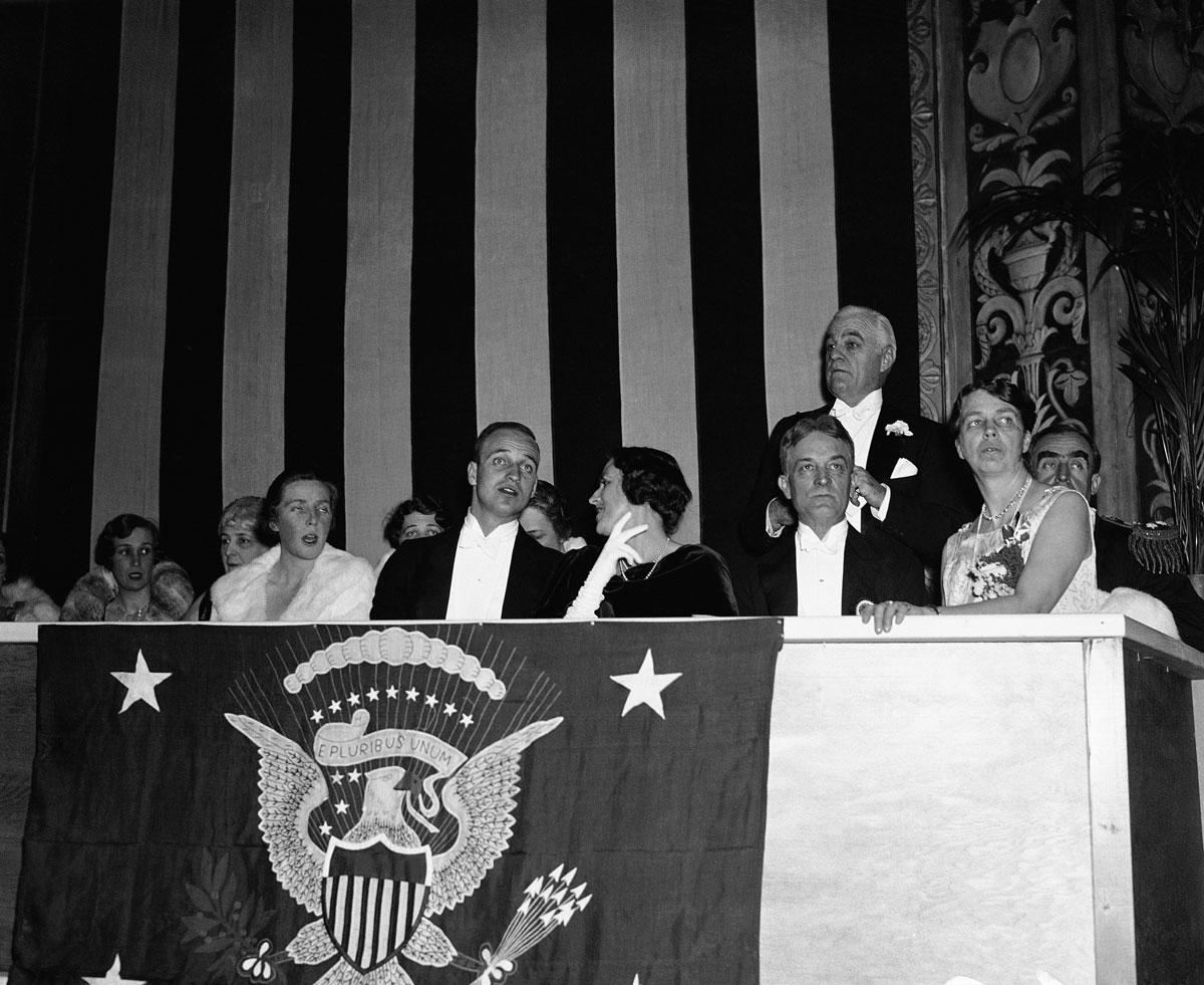 Members of President Franklin D. Roosevelt's family are shown in their box at the inaugural ball, March 4, 1933. New first lady Eleanor Roosevelt is shown at far right (AP Photo)