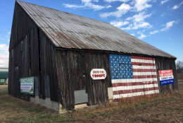 Efforts are underway to preserve Calvert County's "Flag Barn," which sits along Maryland Route 4 in Owings. (WTOP/Michelle Basch)