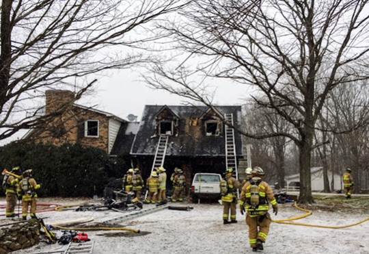 A house fire in Loudoun County, Virginia displaced four residents and their pet pig "Pebbles" Saturday morning, officials said. (Courtesy Loudoun County Fire and Rescue)
