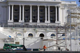 The West Front of the Capitol is seen as work continues on the stand for the inauguration of President-elect Donald Trump in Washington, Wednesday, Dec. 28, 2016. Trump will be sworn in at noon on Jan. 20, 2017 as America's 45th president. (AP Photo/Alex Brandon)