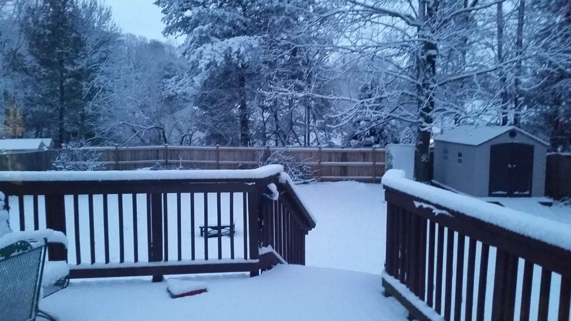 FILE - Winter wonderland in Woodbridge, but not quite a snow day — Prince William County public schools were already closed because of teacher work day, says WTOP's Kathy Stewart. (WTOP/Kathy Stewart)