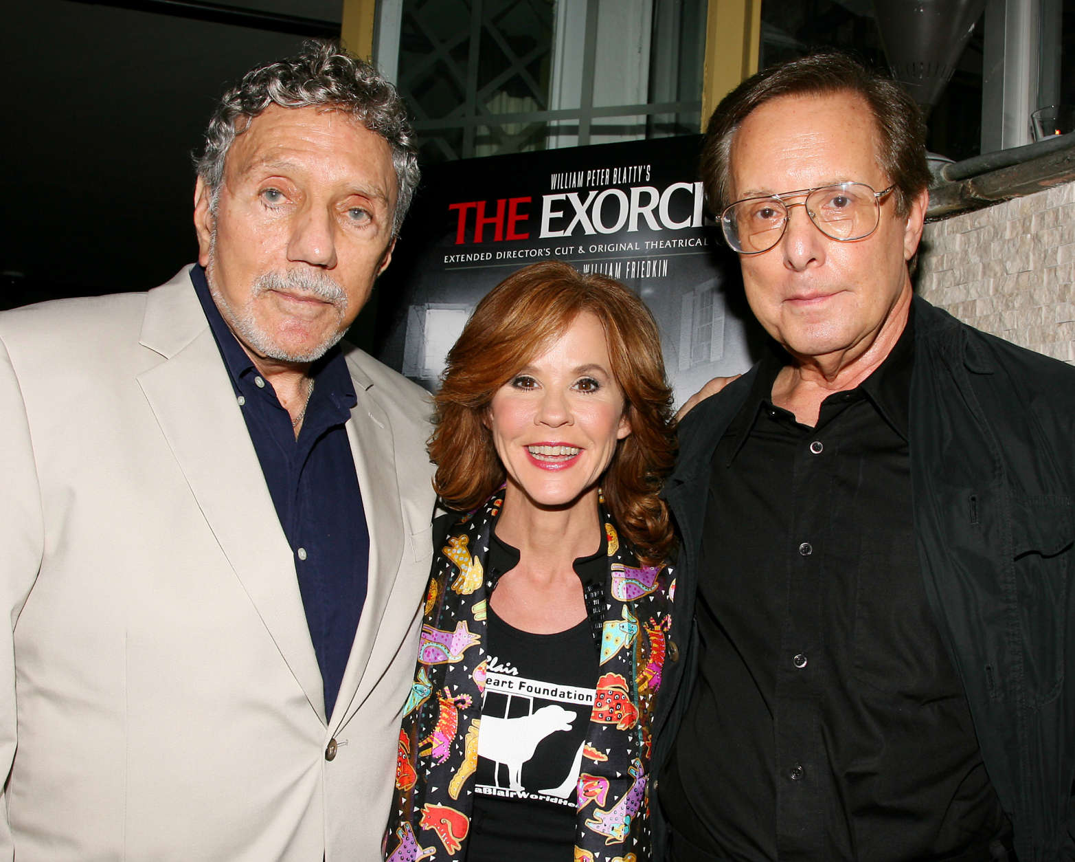 In this photo released by Starpix, "The Exorcist" author William Peter Blatty, left, joins Linda Blair, who starred in the 1973 film and William Friedkin, the film's director, at a screening of the remastered film, Wednesday, Sept. 29, 2010 held at the Museum of Modern Art in New York. (AP Photo/Starpix, Dave Allocca)