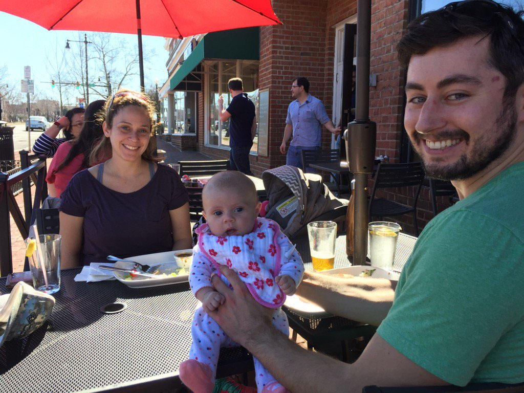 Danielle and Patrick Lamartin, of Alexandria, are happy to get 11-week Gigi out of house. (WTOP/Kristi King)