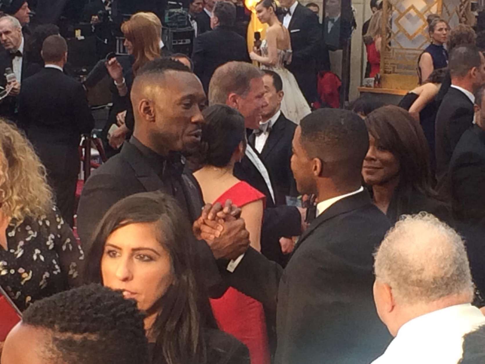 The casts of "Moonlight" and "Fences" meet on the red carpet. (WTOP/Jason Fraley)