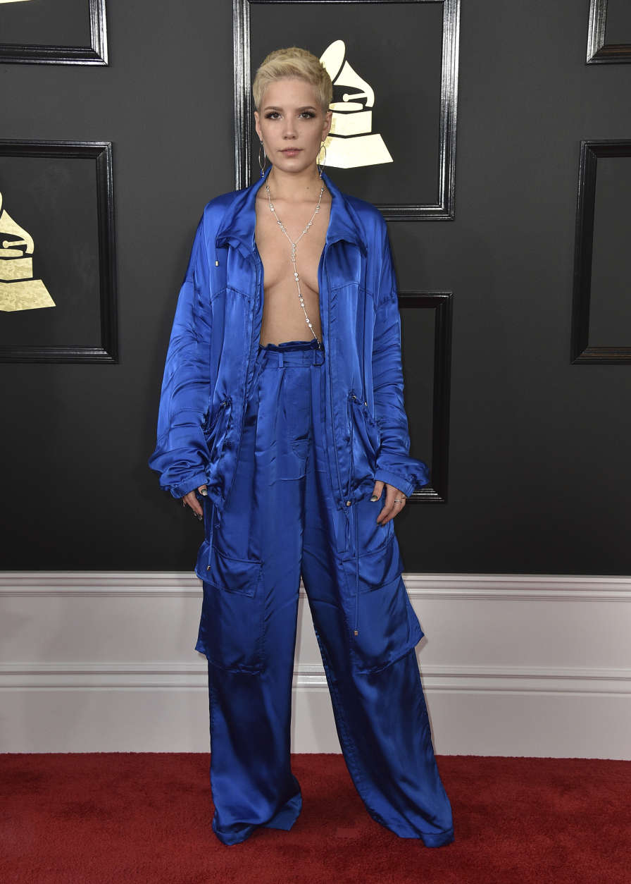 Halsey arrives at the 59th annual Grammy Awards at the Staples Center on Sunday, Feb. 12, 2017, in Los Angeles. (Photo by Jordan Strauss/Invision/AP)