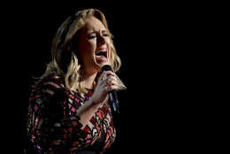 Adele performs "Hello" at the 59th annual Grammy Awards on Sunday, Feb. 12, 2017, in Los Angeles. (Photo by Matt Sayles/Invision/AP)
