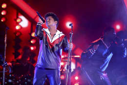 Bruno Mars performs "That's What I Like" at the 59th annual Grammy Awards on Sunday, Feb. 12, 2017, in Los Angeles. (Photo by Matt Sayles/Invision/AP)