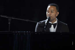 John Legend performs "God Only Knows" at the 59th annual Grammy Awards on Sunday, Feb. 12, 2017, in Los Angeles. (Photo by Matt Sayles/Invision/AP)