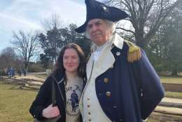 "George Washington" partakes in the Mount Vernon celebration.  (WTOP/Kathy Stewart)