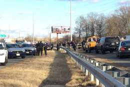 Prince George's Co. Police investigate a shooting on Route 50 Thursday afternoon. (WTOP/Michelle Basch)