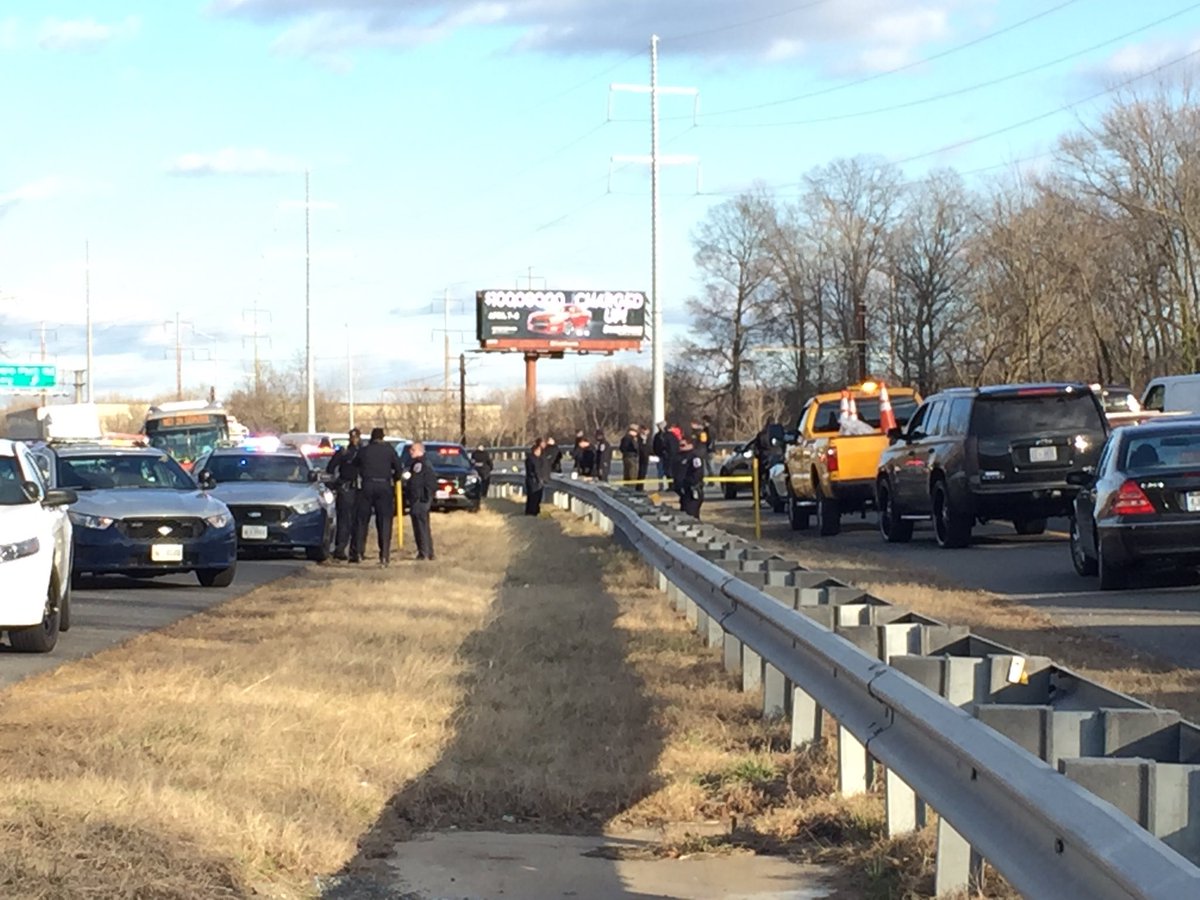 Prince George's Co. Police investigate a shooting on Route 50 Thursday afternoon. (WTOP/Michelle Basch)
