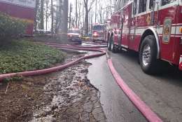 "The web of hosing needed for the McLean house fire," said WTOP's Dennis Foley. (WTOP/Dennis Foley)