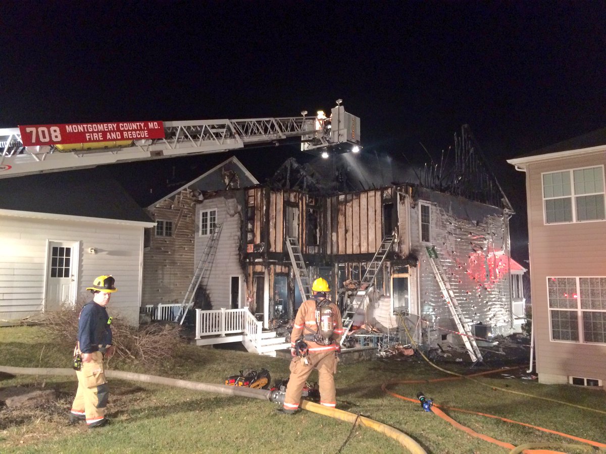 The firefighters were able to contain the house fire in Montgomery County within a few hours. (Courtesy Pete Piringer/Montgomery County Fire & Rescue)