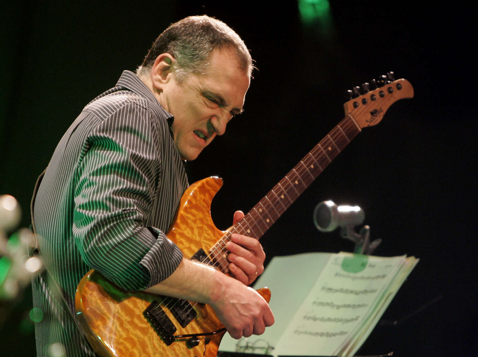Guitarist Chuck Loeb of the All Stars Band of U.S., performs during a jazz concert in Kiev, Ukraine, late Saturday, Jan. 26, 2008. (AP Photo/Efrem Lukatsky)