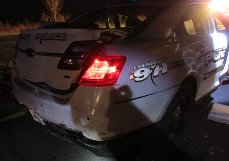 Officer Runkles had parked behind a disabled vehicle involved in an earlier crash. (Courtesy Montgomery County Police Department)