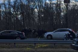 Prince George's Co. Police investigate a shooting on Route 50 Thursday afternoon. (WTOP/Rob Woodfork)