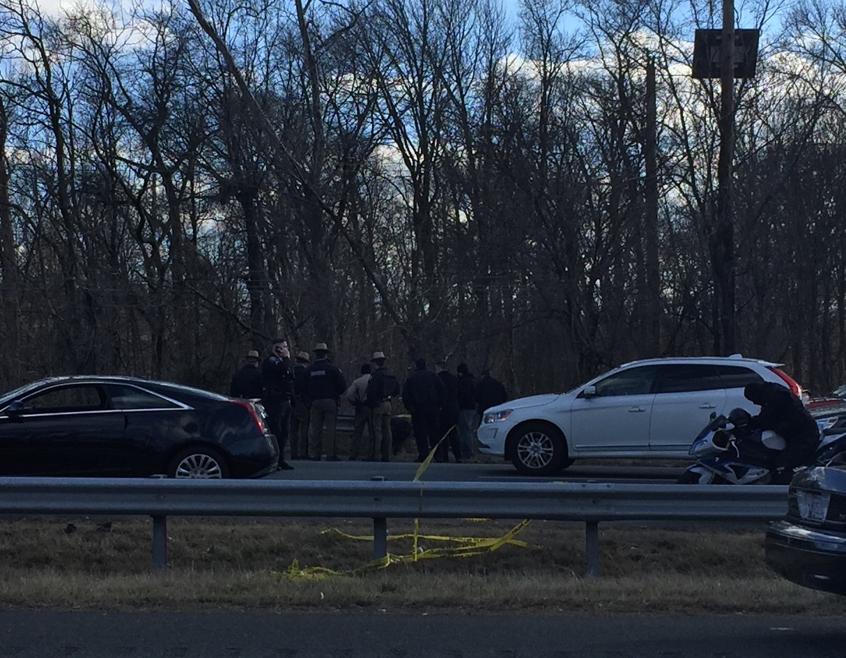 Prince George's Co. Police investigate a shooting on Route 50 Thursday afternoon. (WTOP/Rob Woodfork)