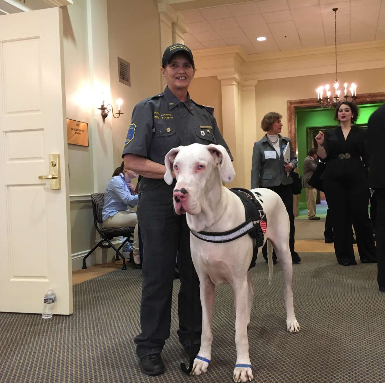 Moon and Deb Clatterbuck visited the Maryland House Office Building on Wednesday as part of 
Maryland Humane Day.
(WTOP/Kate Ryan)
