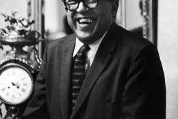 Portrait of American poet, author, and journalist Langston Hughes (1902 - 1967) laughing. (Photo by Hulton Archive/Getty Images)