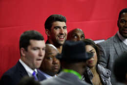 HOUSTON, TX - FEBRUARY 05:  Olympic Swimmer Michael Phelps is seen during Super Bowl 51 between the Atlanta Falcons and the New England Patriots at NRG Stadium on February 5, 2017 in Houston, Texas.  (Photo by Jamie Squire/Getty Images)