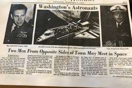 A 1978 Washington Post article profiled Gregory and Frederick Hauck after they were selected to serve on a shuttle mission. (WTOP/Jason Fuller)