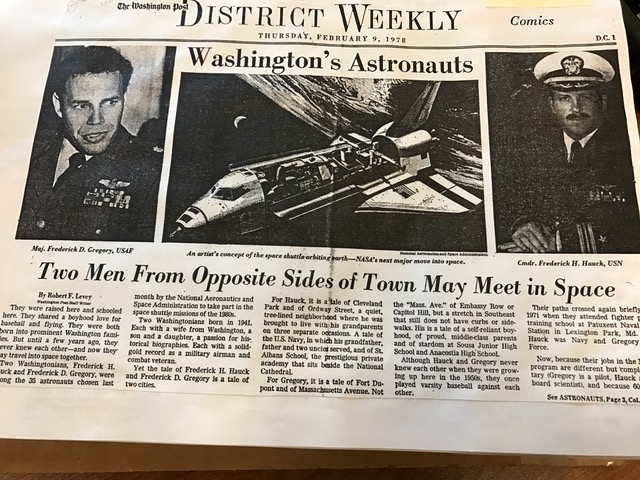 A 1978 Washington Post article profiled Gregory and Frederick Hauck after they were selected to serve on a shuttle mission. (WTOP/Jason Fuller)