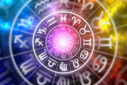 Zodiac signs inside of horoscope circle - astrology and horoscopes concept