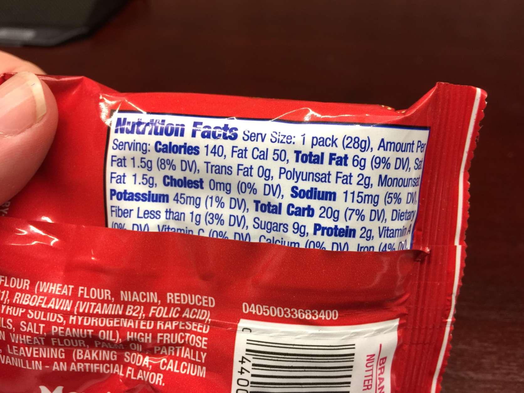 As packaged, Nutter Butter peanut butter bites contain 140 calories and would be acceptable as a more healthy option for Montgomery County vending machines. (WTOP/Kristi King)
