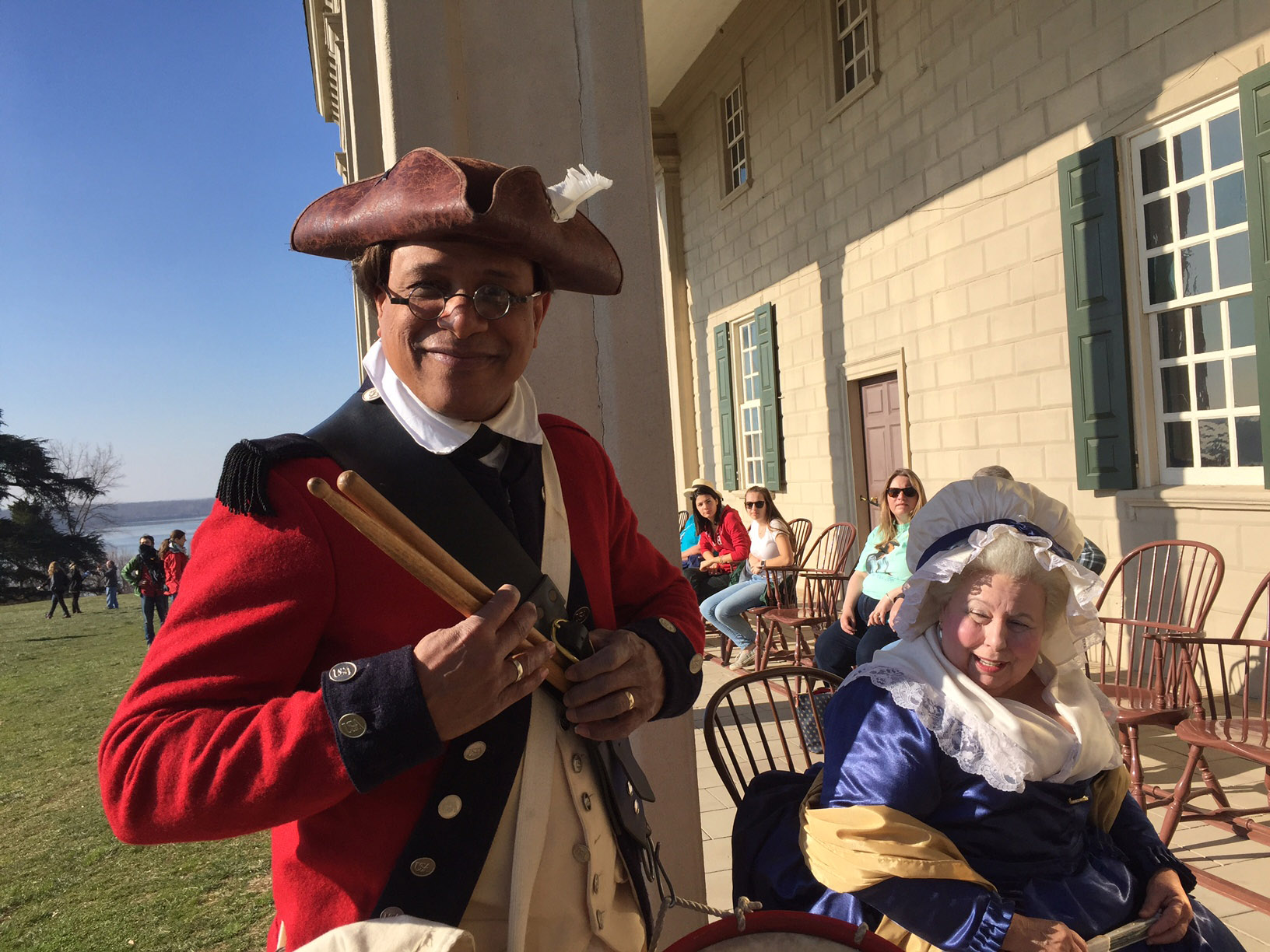 Re-enactors greet visitors to Mount Vernon, which threw open its doors to the public on Monday, Feb. 20, 2017 to celebrate George Washington's Birthday (WTOP/Rich Johnson)