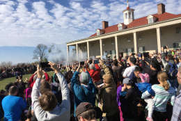 A 21-gun salute honors the birthday of the first U.S. president, George Washington, at Mount Vernon on Monday, Feb. 20, 2017. (WTOP/Rich Johnson)