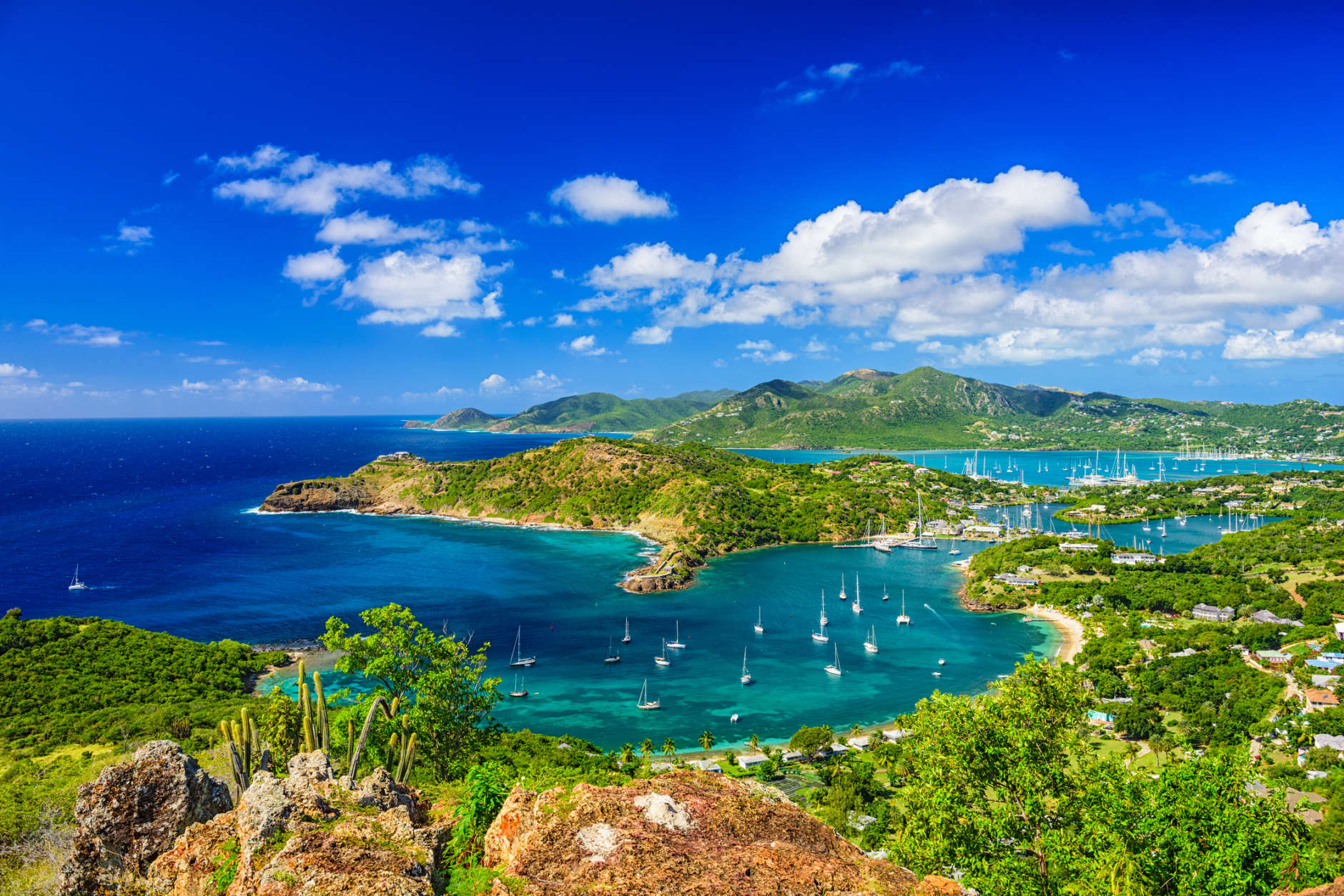 Caribbean view from Shirley Heights, Antigua and Barbuda.