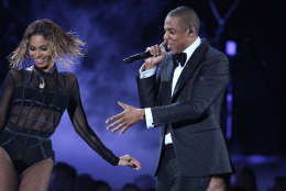 Beyonce, left, and Jay-Z perform "Drunk in Love" at the 56th annual Grammy Awards at Staples Center on Sunday, Jan. 26, 2014, in Los Angeles. (Photo by Matt Sayles/Invision/AP)