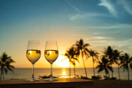 Wine with beautiful sunset setting.