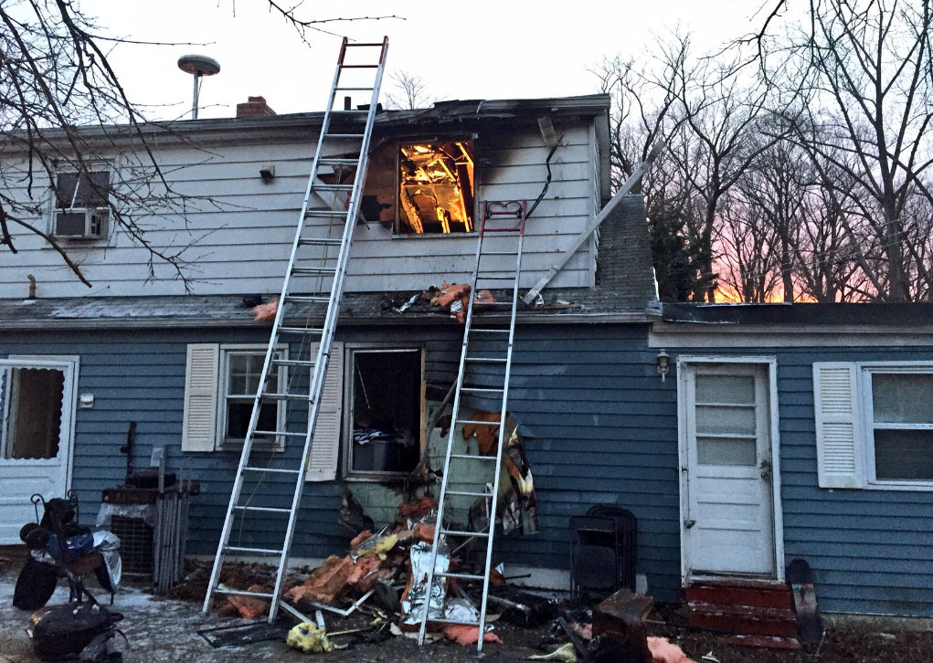 A house in Silver Spring, Maryland was burned when a window air-conditioning unit caught fire Saturday, Feb. 4, 2017. (Courtesy Montgomery County Fire and Rescue) 