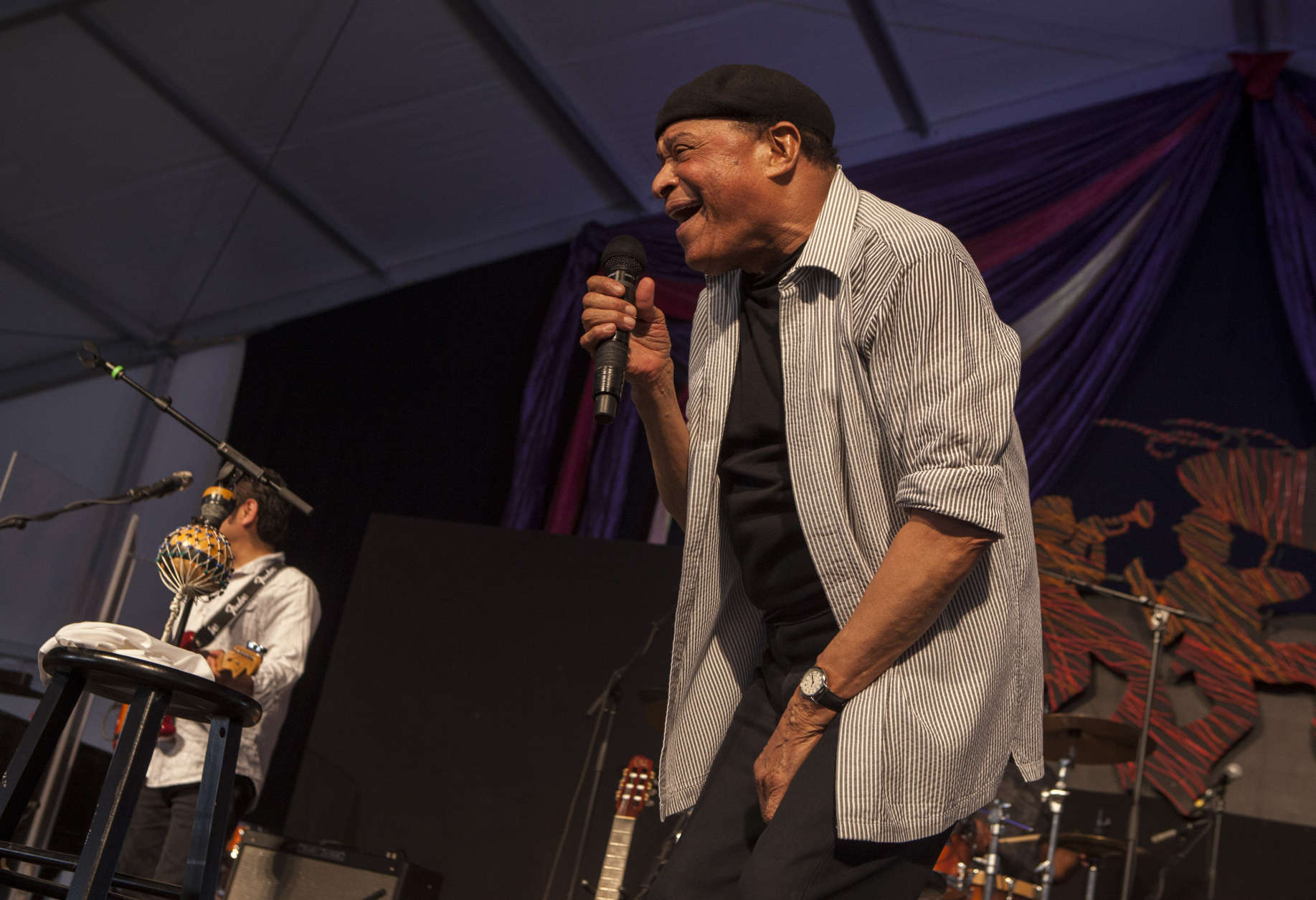 Al Jarreaus performs at the New Orleans Jazz and Heritage Festival in New Orleans on Saturday, May 3, 2014. (Photo by Barry Brecheisen/Invision/AP)