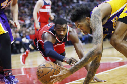 John Wall scores 33 to lead Wizards over Lakers 116-108