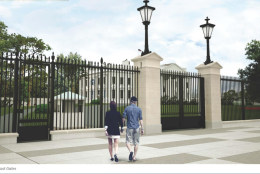 While this mock up of the fence looks nearly identical, the pillars are removed from the pedestrian entrance to create a clearer view to the White House grounds and the base of the entrance is supported by a panel of steel. (Courtesy National Capital Planning Commission)