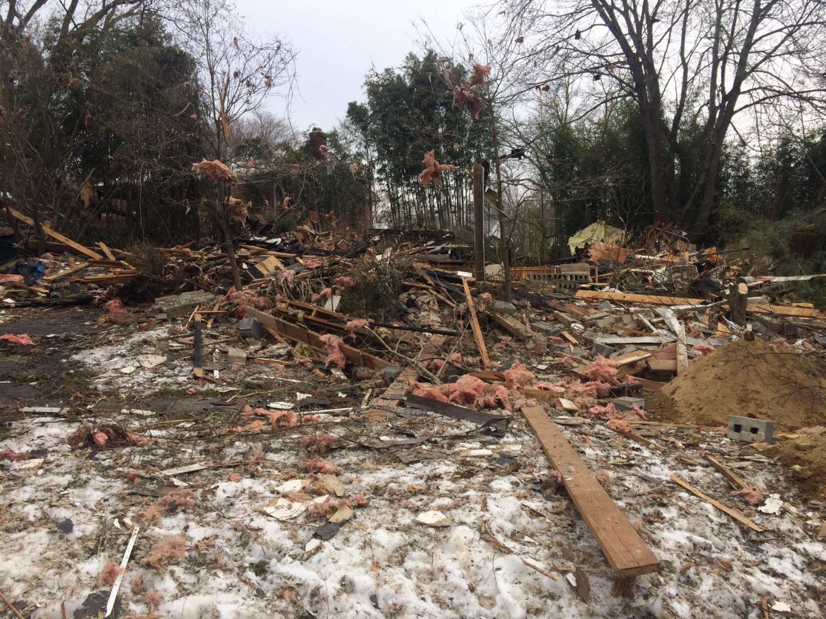 Montgomery County Fire and other agencies were on the scene at Ashley Drive Saturday in the aftermath of a house explosion that occurred Friday morning. (Courtesy Montgomery County Fire)