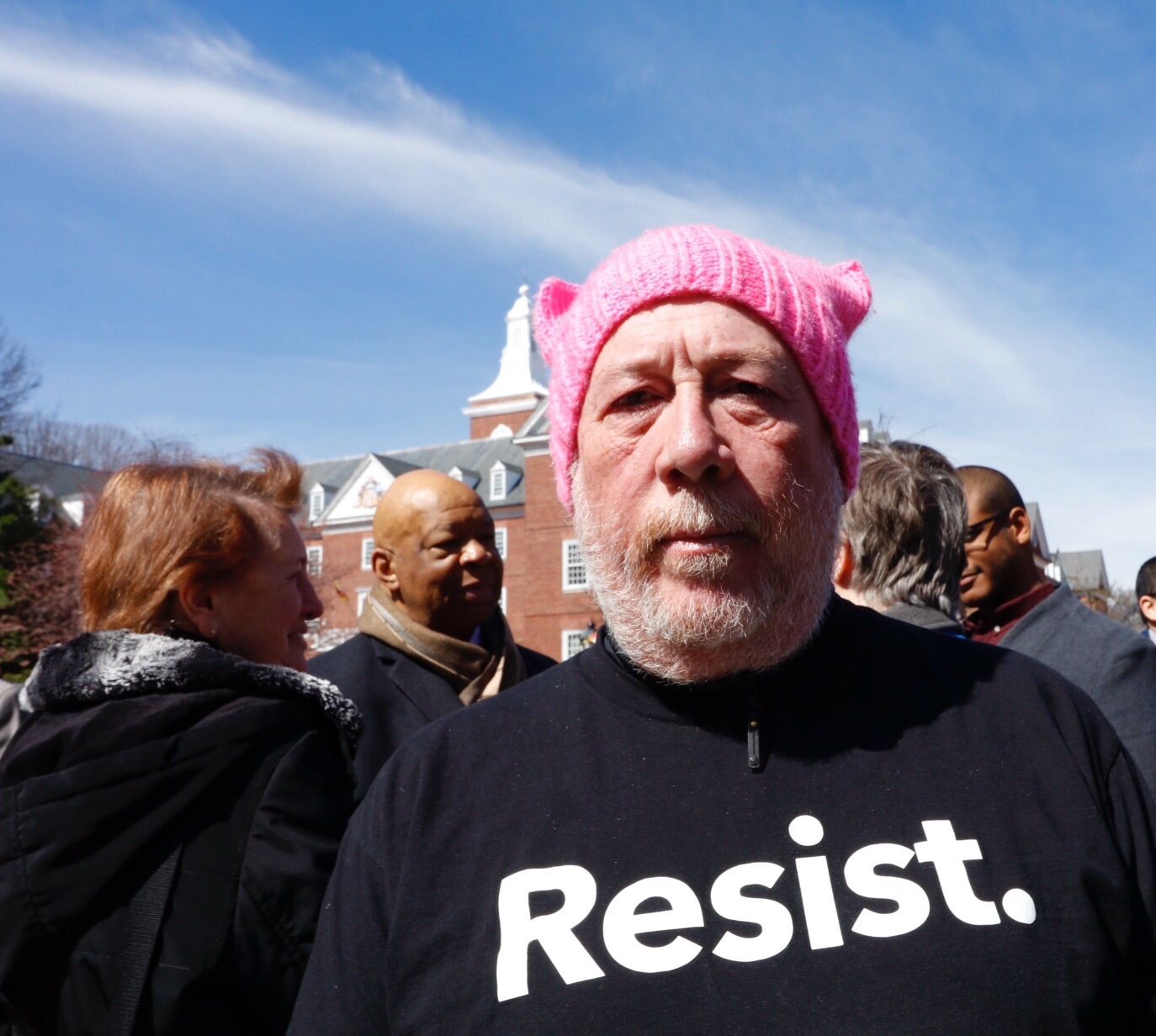 Bob Jones, of Annapolis, at a rally in front of the governor's mansion in Annapolis on Monday. (WTOP/Kate Ryan)