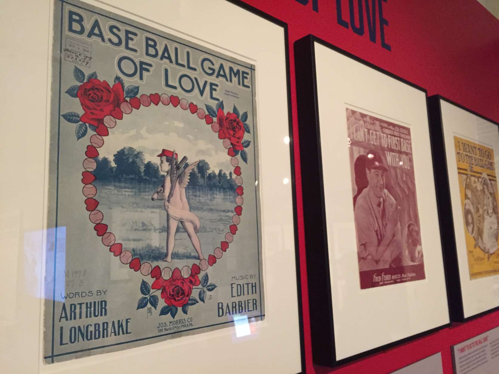 One display pays tribute to songs equating baseball with love. (WTOP/Michelle Basch)