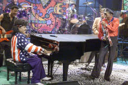 Little Richard and Chuck Berry on "The Tonight Show with Jay Leno" at the NBC Studios in Los Angeles, Ca. Thursday, Jan. 24, 2002. Photo by Kevin Winter/Getty Images.
