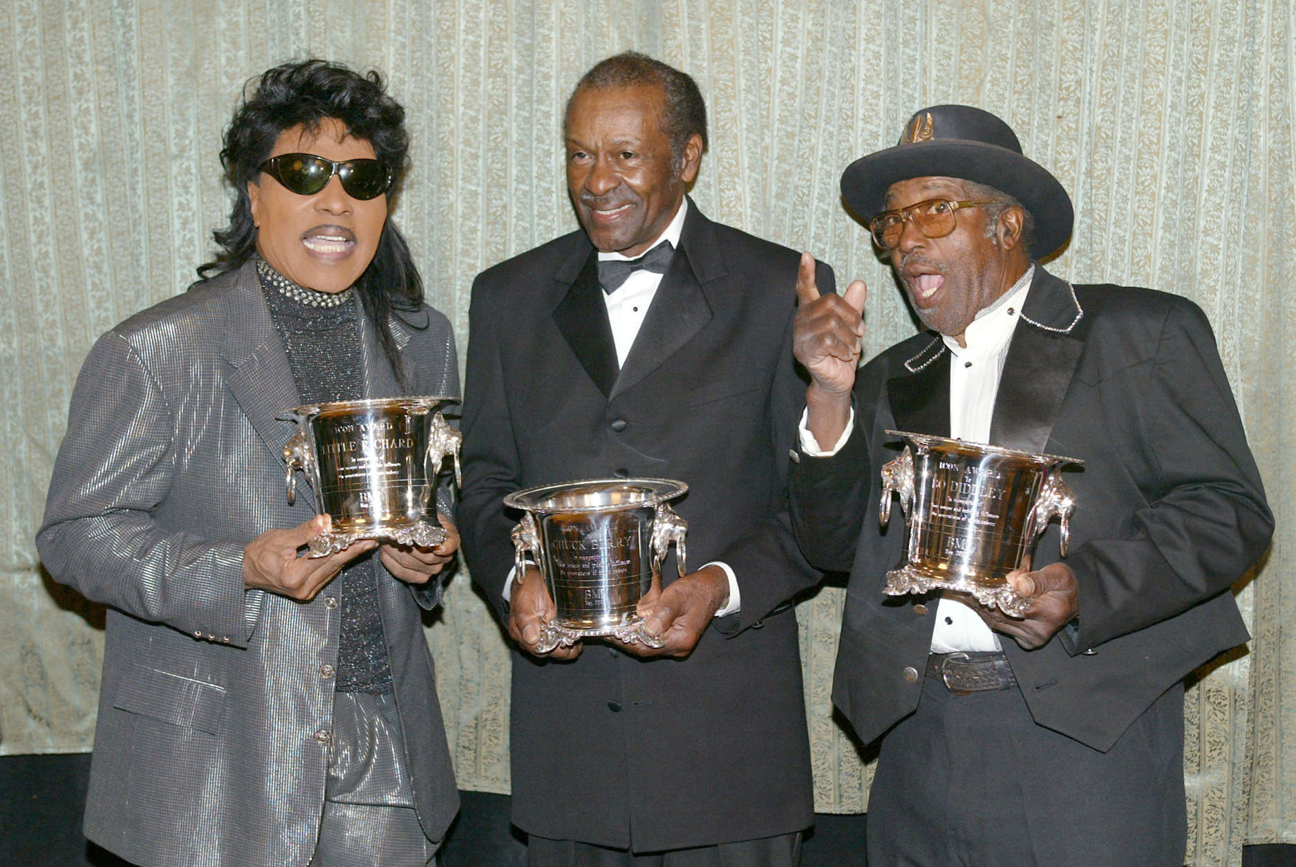 Little Richard, Chuck Berry and Bo Diddley were each honored with the "Icon Award" at "The 50th Annual BMI Pop Awards" at the Regent Beverly Wilshire Hotel in Beverly Hills, Ca. Tuesday, May 14, 2002. Photo by Kevin Winter/Getty Images.